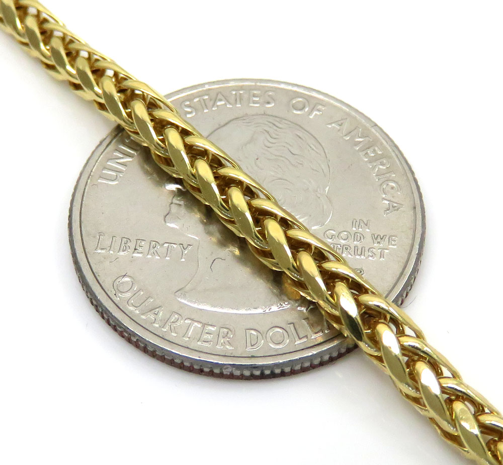 10k yellow gold hollow wheat chain 22
