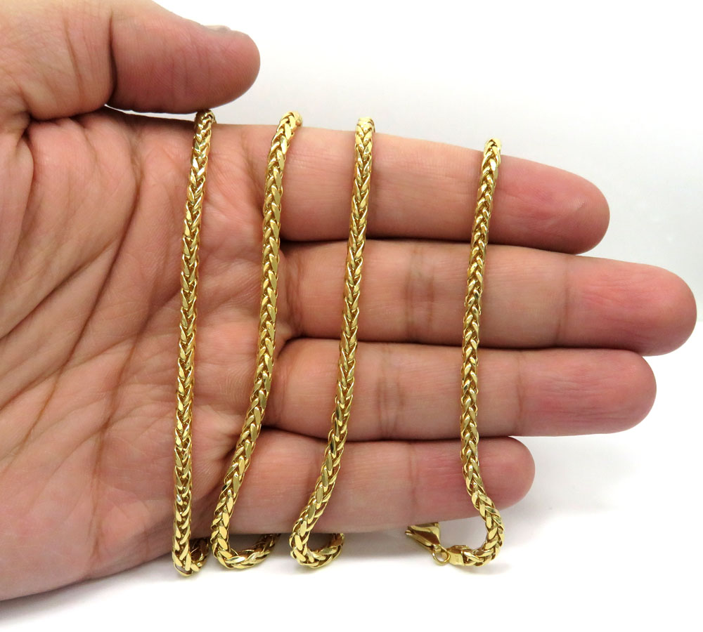 10k yellow gold hollow wheat chain 22