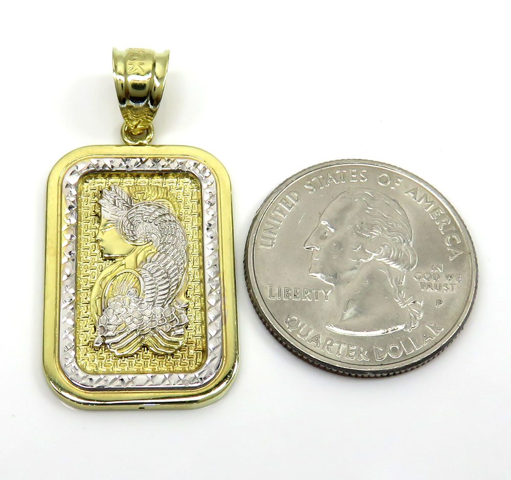 10k yellow gold small solid back gold bar pendant - Image 2