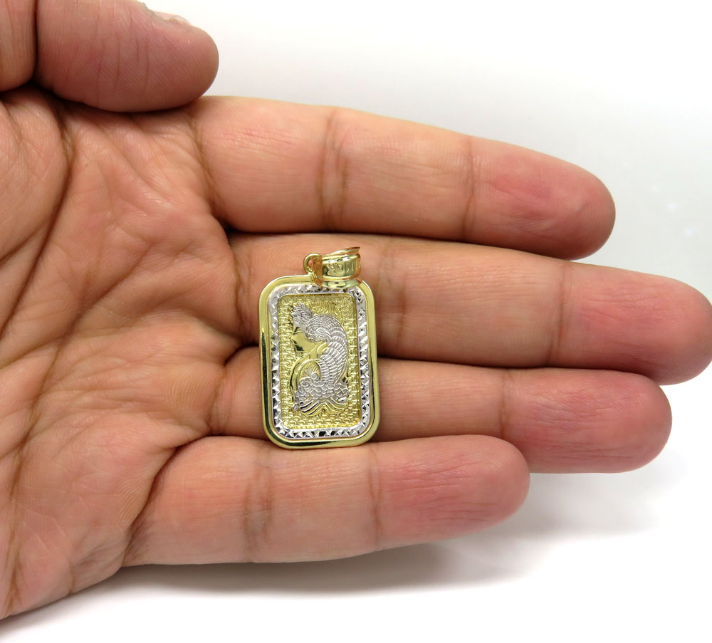 10k yellow gold small solid back gold bar pendant