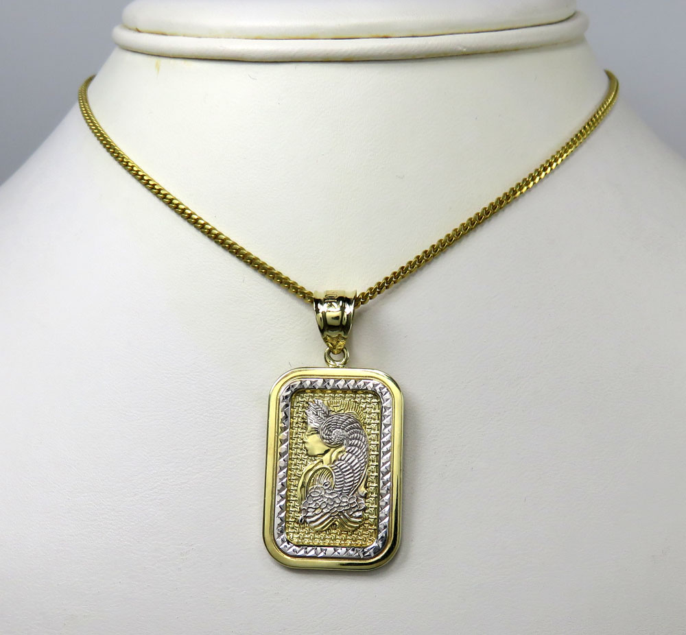 10k yellow gold small solid back gold bar pendant - Image 6