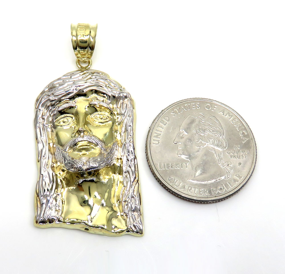 10k yellow gold two tone small medium piece solid back pendant - Image 2