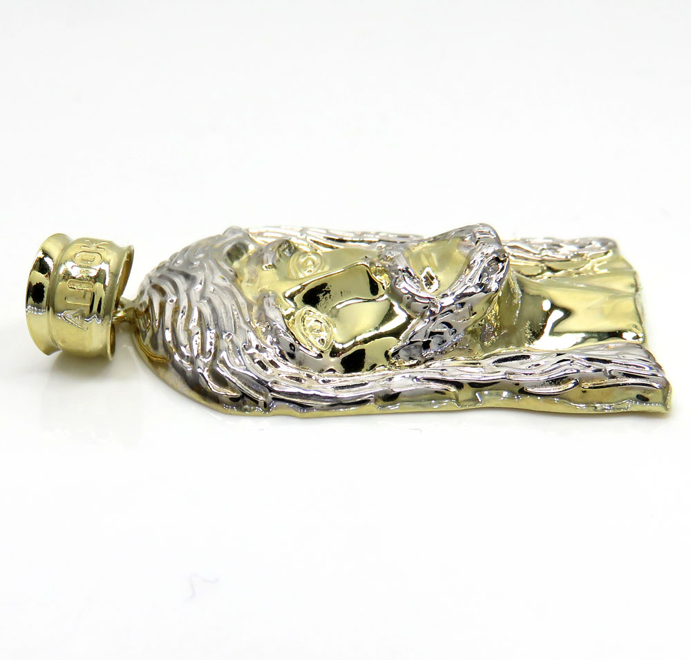 10k yellow gold two tone small medium piece solid back pendant