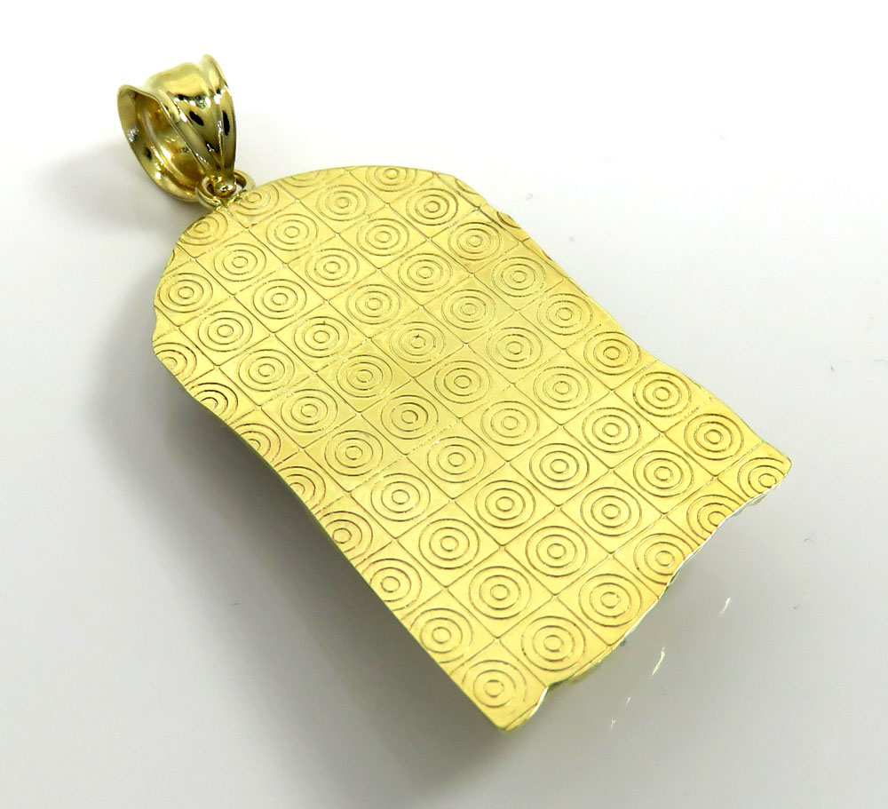 10k yellow gold two tone small medium piece solid back pendant - Image 4