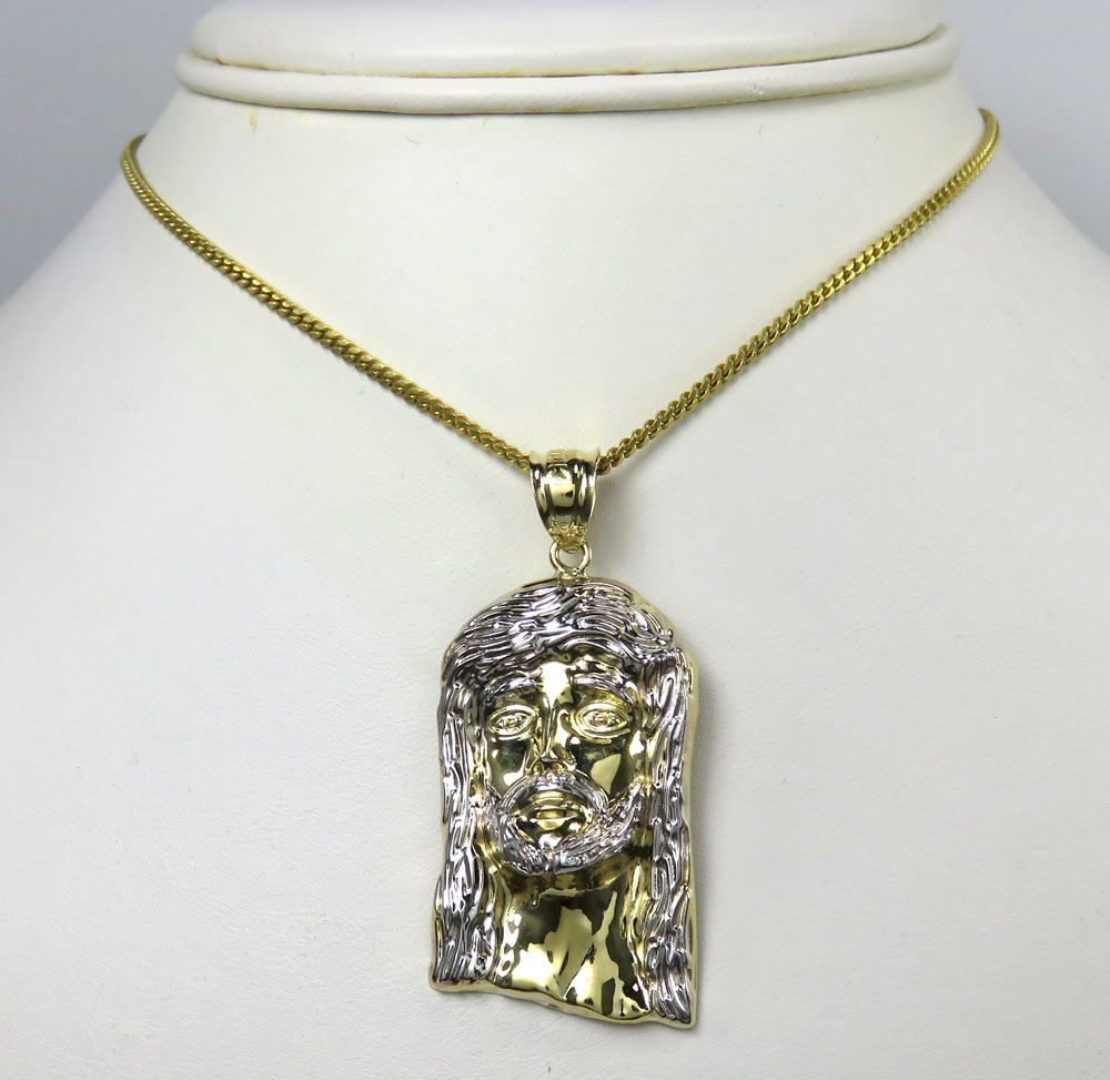 10k yellow gold two tone small medium piece solid back pendant - Image 6