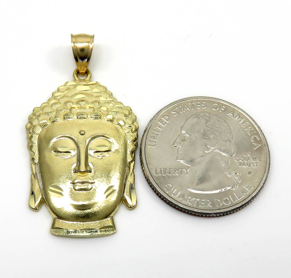 10k yellow gold medium buddha face pendant