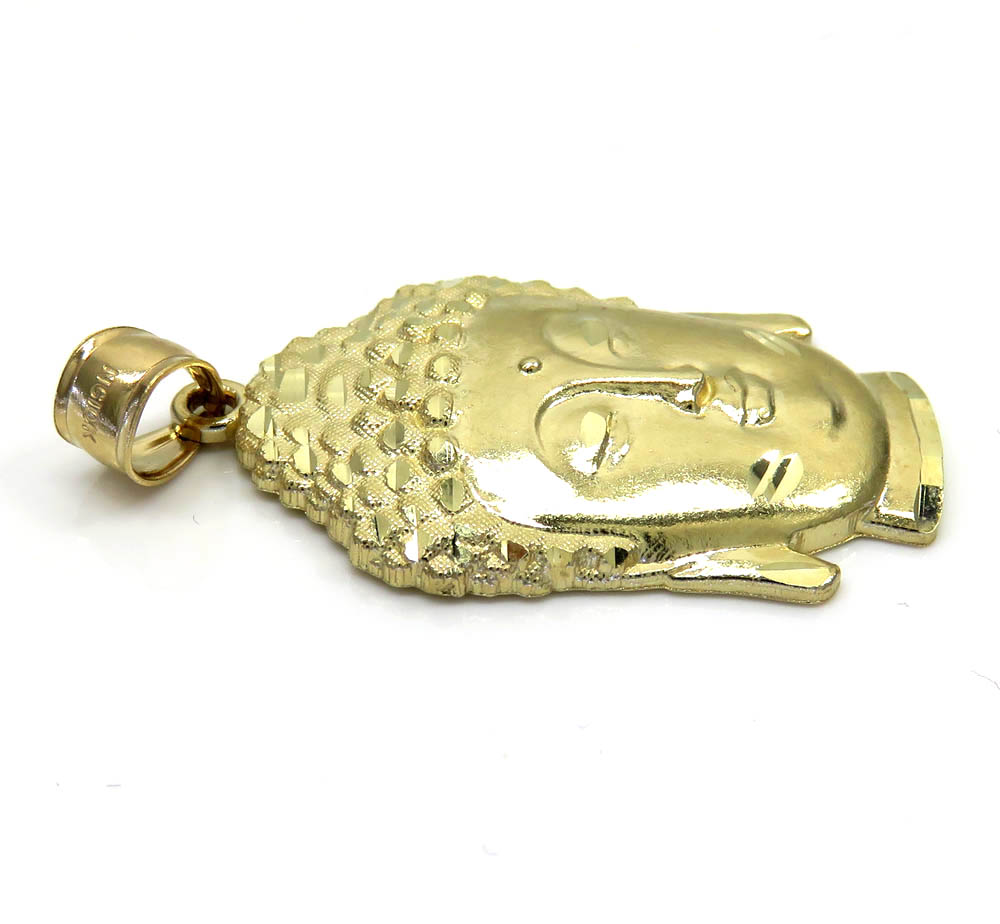 10k yellow gold medium buddha face pendant