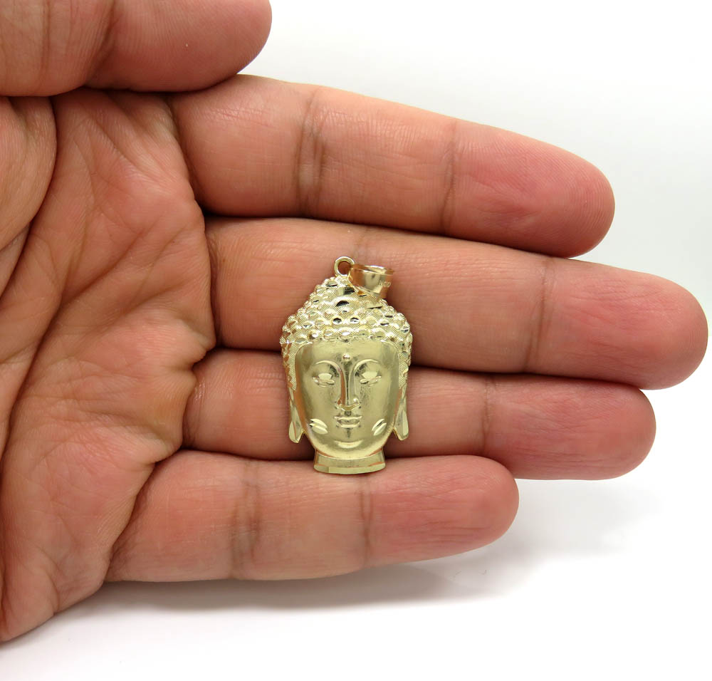 10k yellow gold medium buddha face pendant