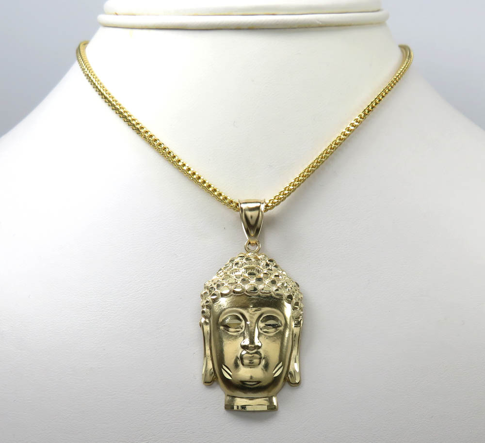 10k yellow gold medium buddha face pendant