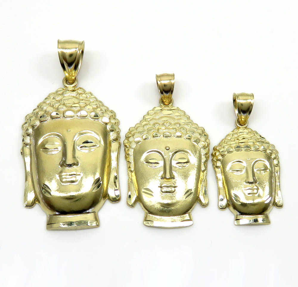 10k yellow gold medium buddha face pendant