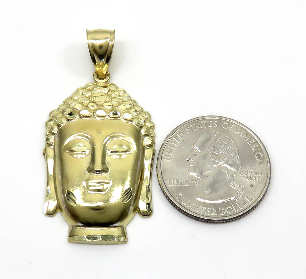 10k yellow gold large buddha face pendant