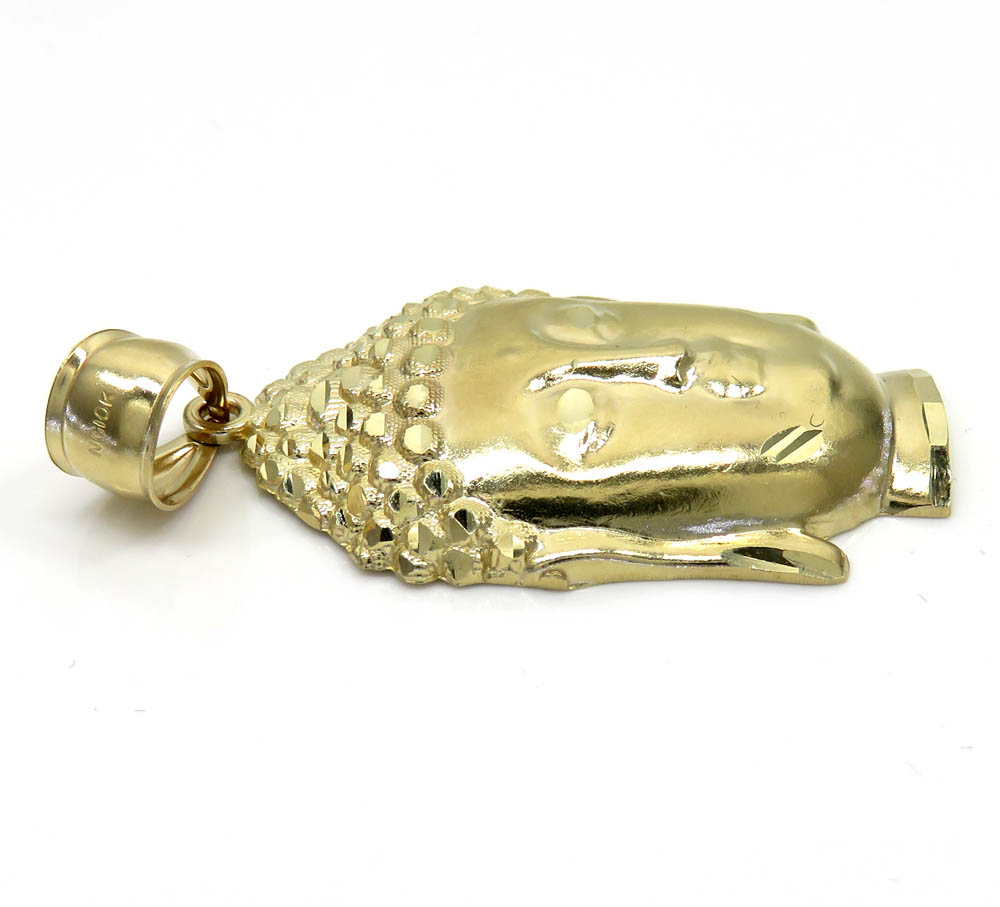 10k yellow gold large buddha face pendant