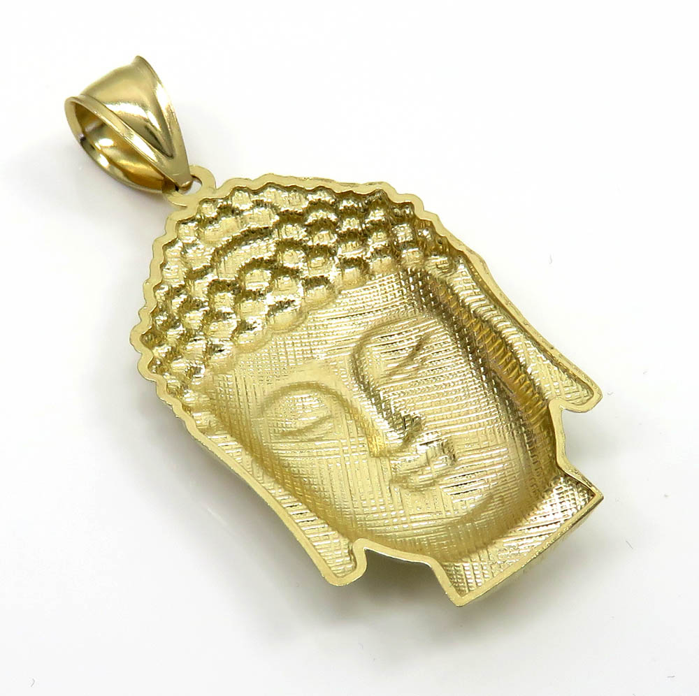 10k yellow gold large buddha face pendant