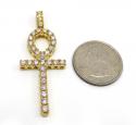 14k yellow gold large cut 8 pointer diamond ankh cross 2.50ct
