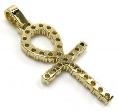 14k yellow gold large cut 8 pointer diamond ankh cross 2.50ct