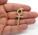 14k yellow gold large cut 8 pointer diamond ankh cross 2.50ct