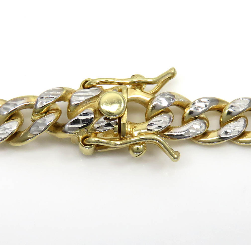 10k yellow gold reversible two tone miami chain 20-26