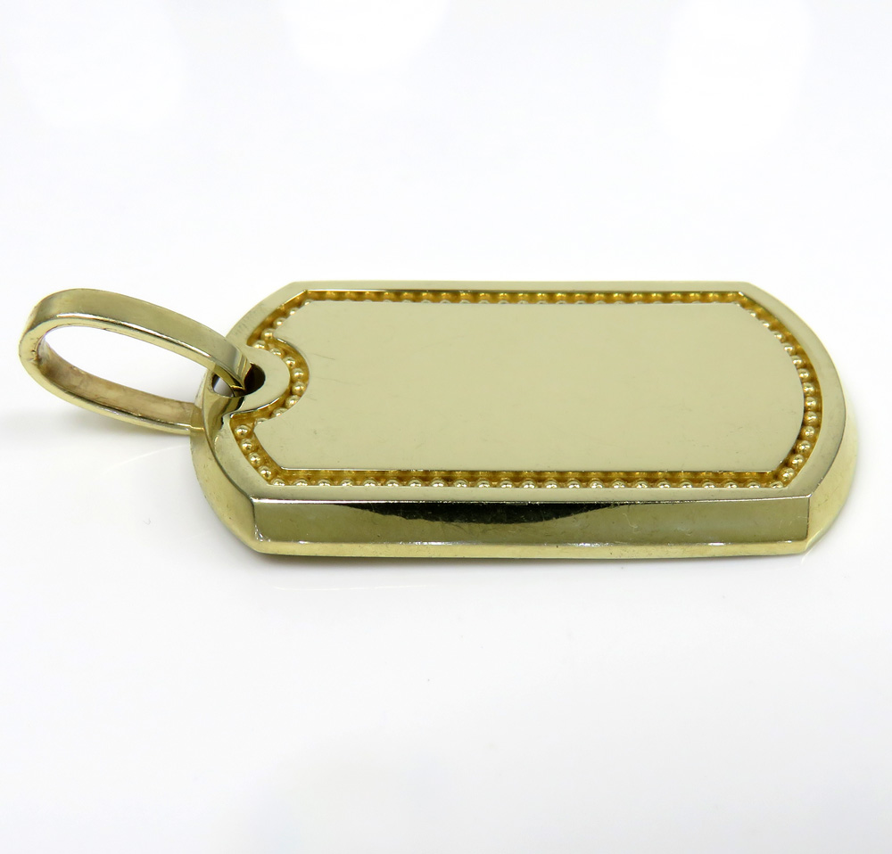 10k yellow gold bead frame dog tag pendant - Image 3