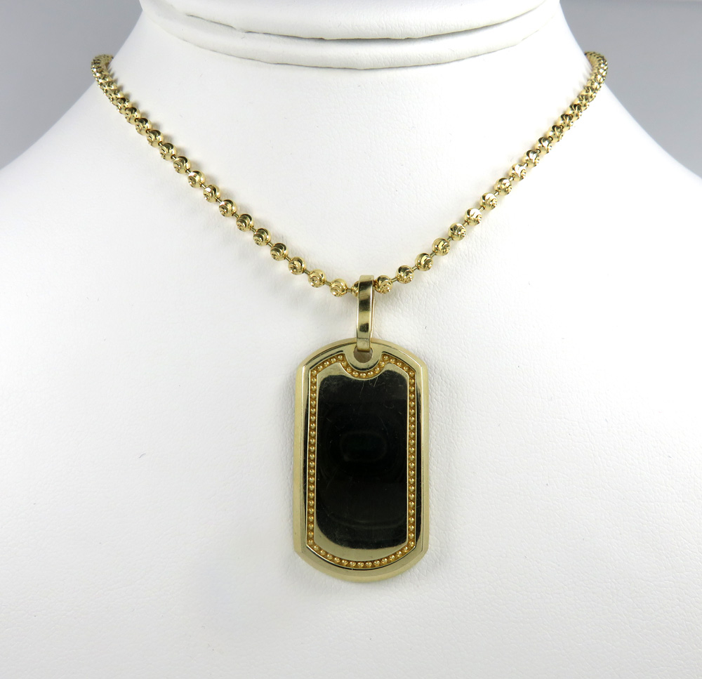 10k yellow gold bead frame dog tag pendant - Image 6