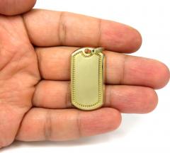 10k yellow gold bead frame dog tag pendant 