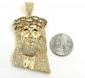 14k yellow gold blood crown diamond jesus piece pendant 7.00ct