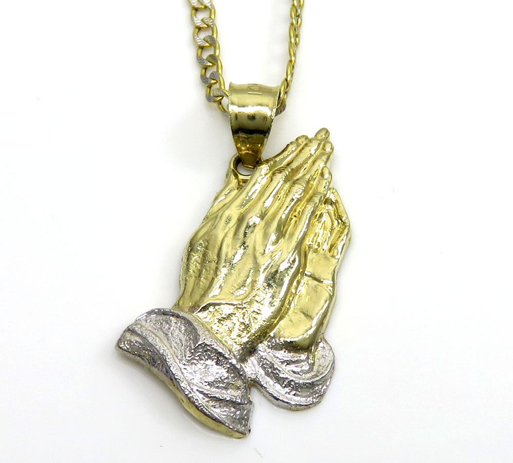 10k yellow gold small praying hands pendant 18-24