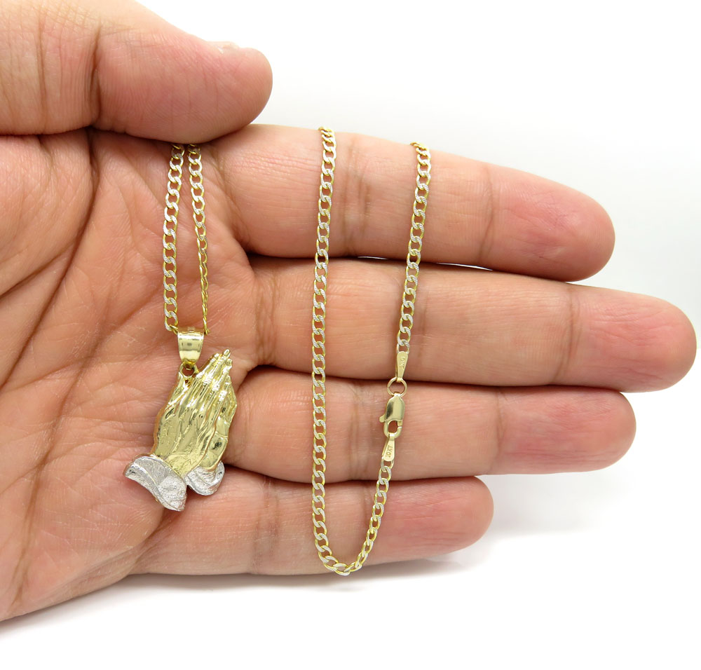 10k yellow gold small praying hands pendant 18-24