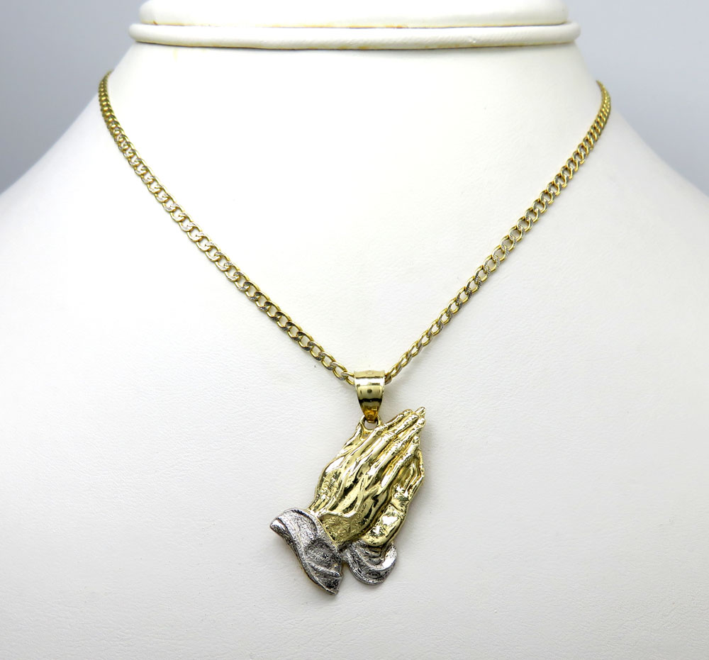 10k yellow gold small praying hands pendant 18-24