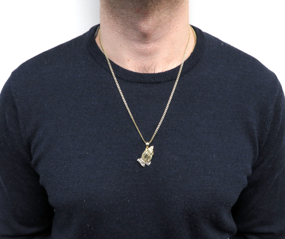 10k yellow gold small praying hands pendant 18-24