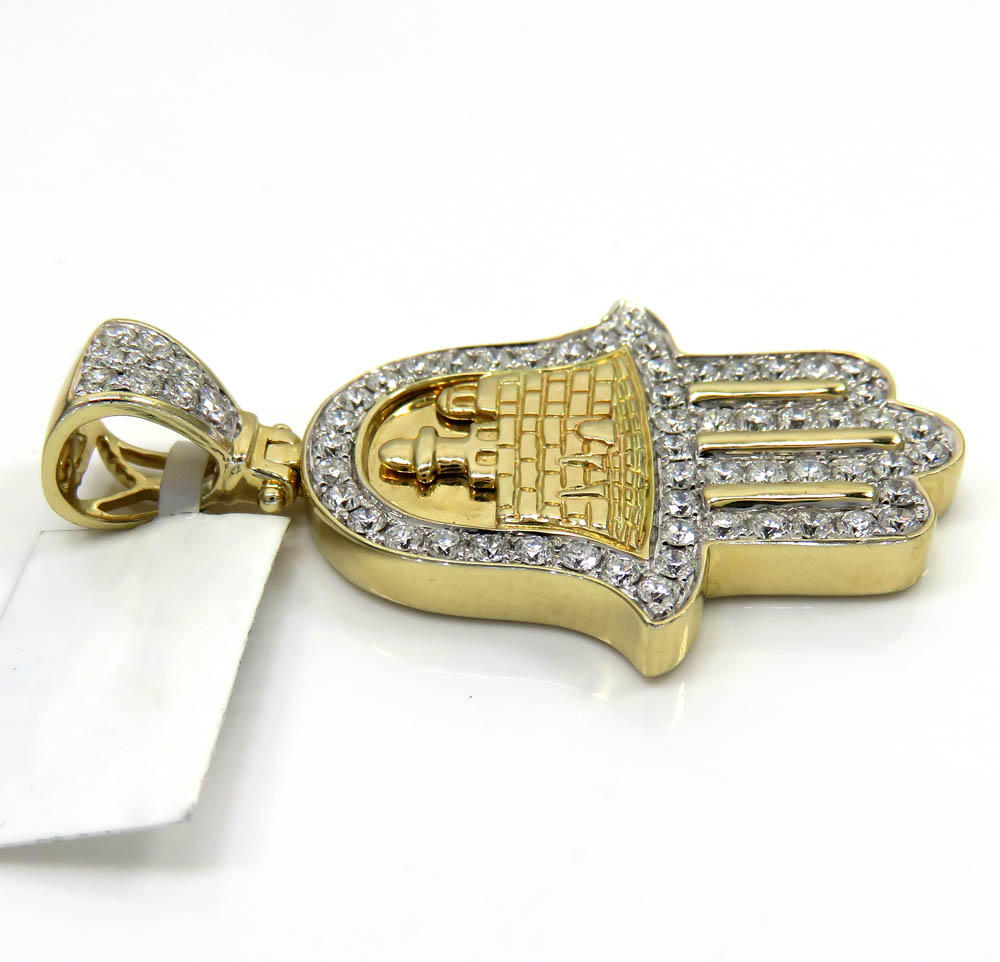 14k yellow gold vs diamond hamsa pendant 1.61ct