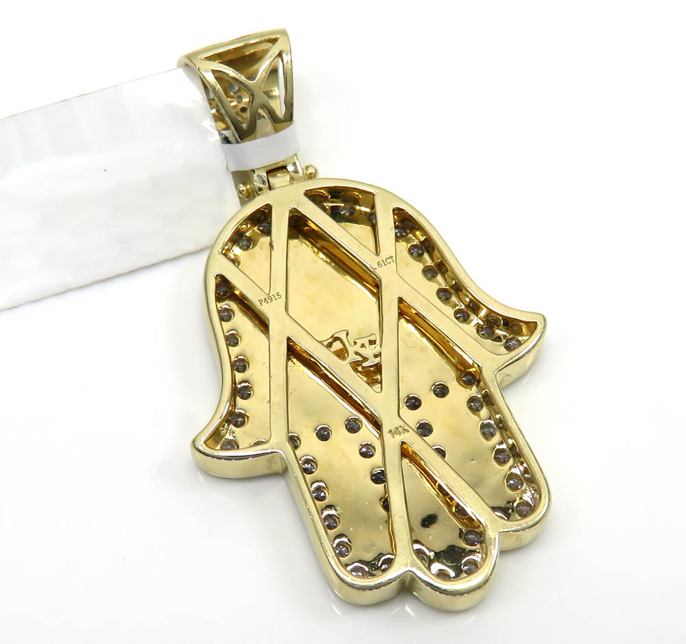 14k yellow gold vs diamond hamsa pendant 1.61ct