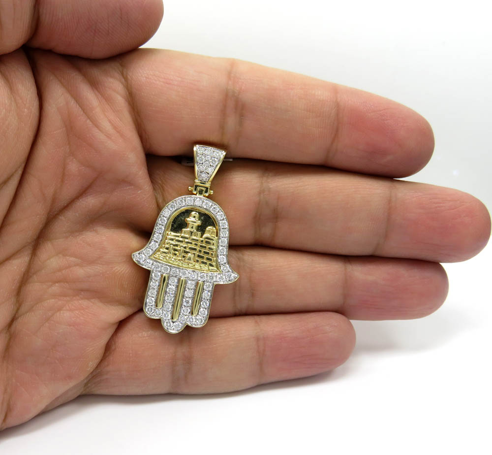 14k yellow gold vs diamond hamsa pendant 1.61ct - Image 5
