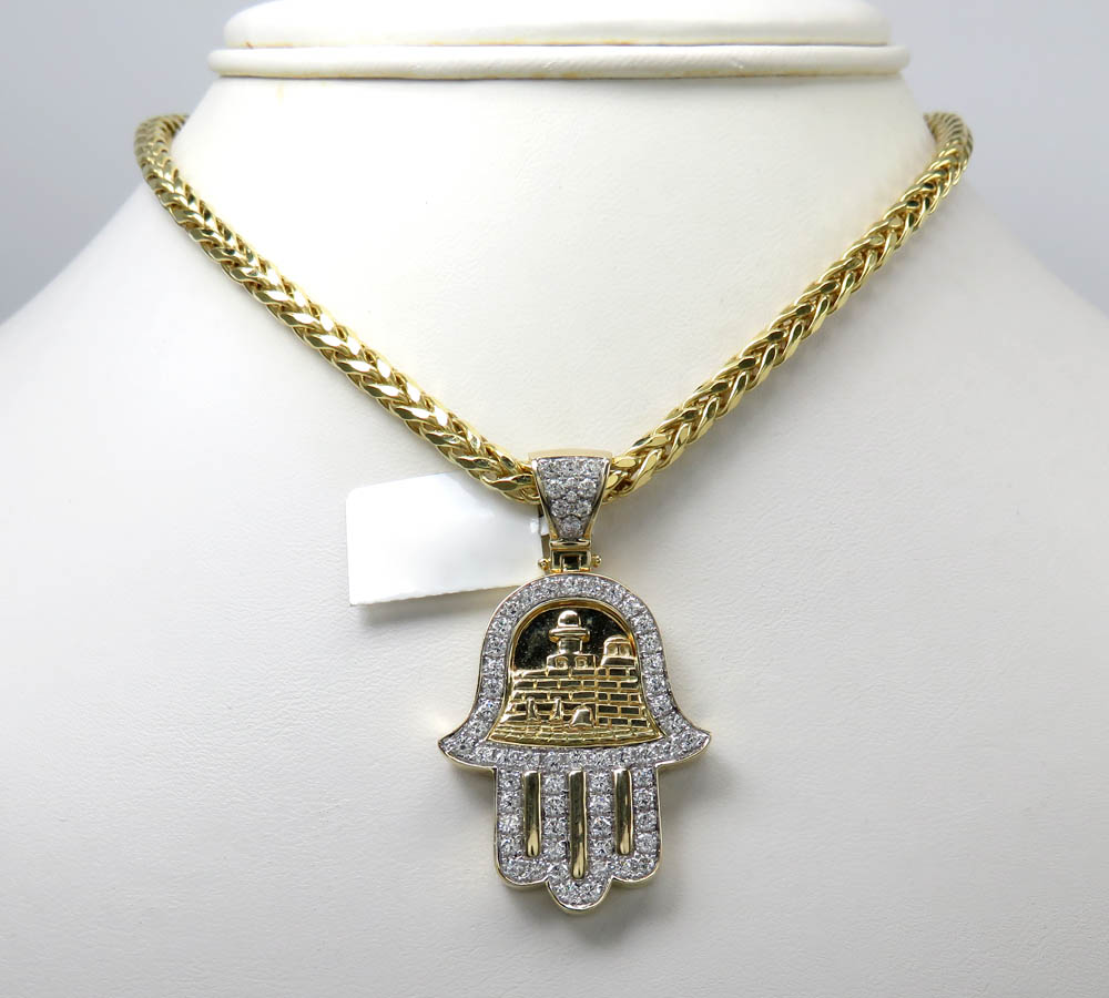 14k yellow gold vs diamond hamsa pendant 1.61ct - Image 6
