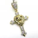 10k yellow gold diamond mini lion head cross pendant 0.22ct