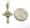 10k yellow gold diamond mini lion head cross pendant 0.22ct