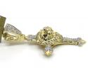 10k yellow gold diamond mini lion head cross pendant 0.22ct