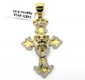 14k yellow gold crown lion head diamond cross pendant 0.63ct