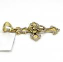 14k yellow gold crown lion head diamond cross pendant 0.63ct