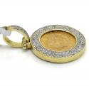 14k yellow gold diamond dos pesos coin pendant 0.52ct