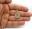 14k yellow gold diamond dos pesos coin pendant 0.52ct