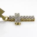 10k yellow gold 2 row diamond micro cross 0.25ct