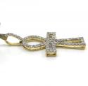10k yellow gold large outlined diamond ankh cross 1.13ct