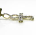 10k yellow gold small outlined diamond ankh cross 0.63ct