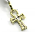 10k yellow gold small diamond ankh cross 0.49ct