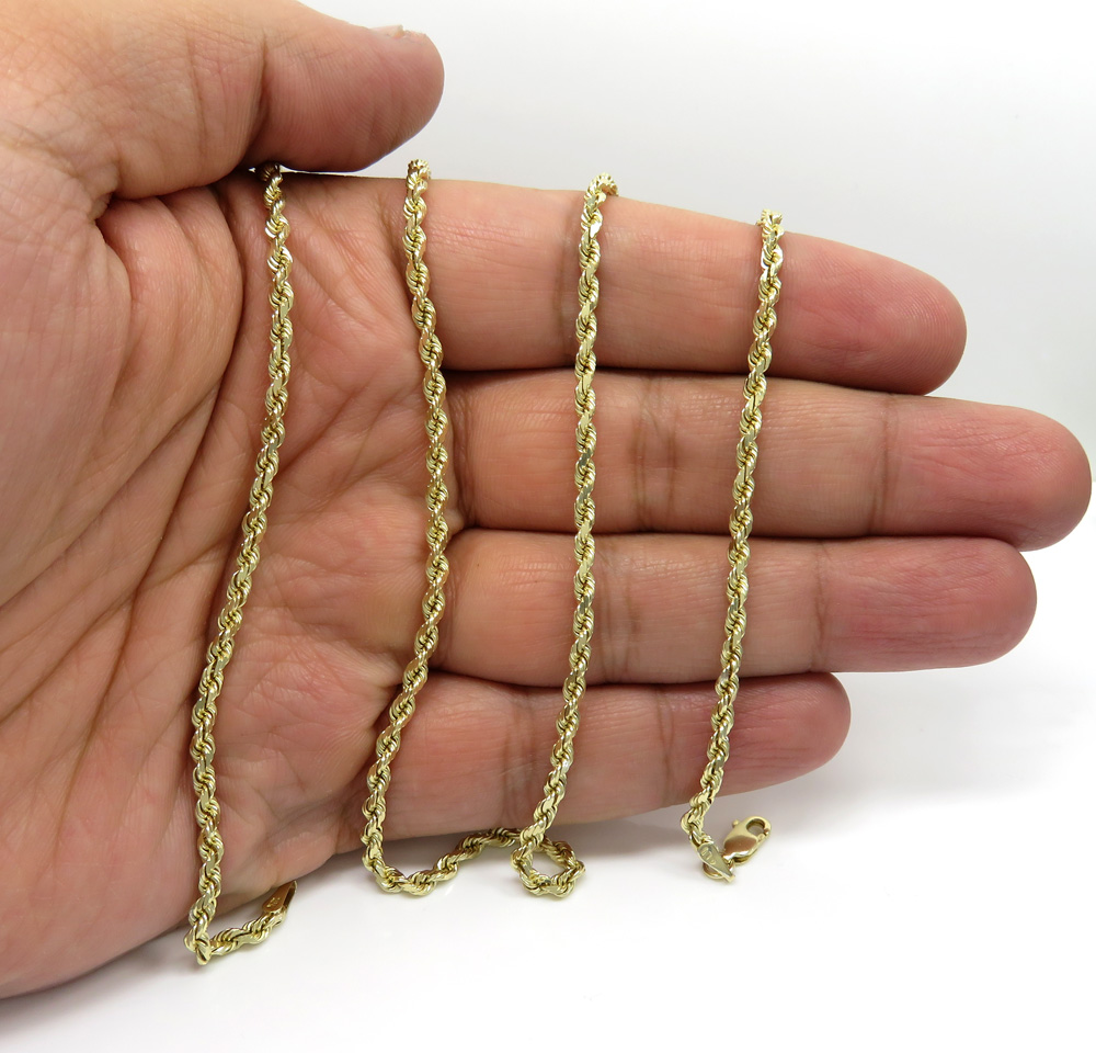 10K YELLOW GOLD 2.7MM 25 INCH ROPE CHAIN NECKLACE