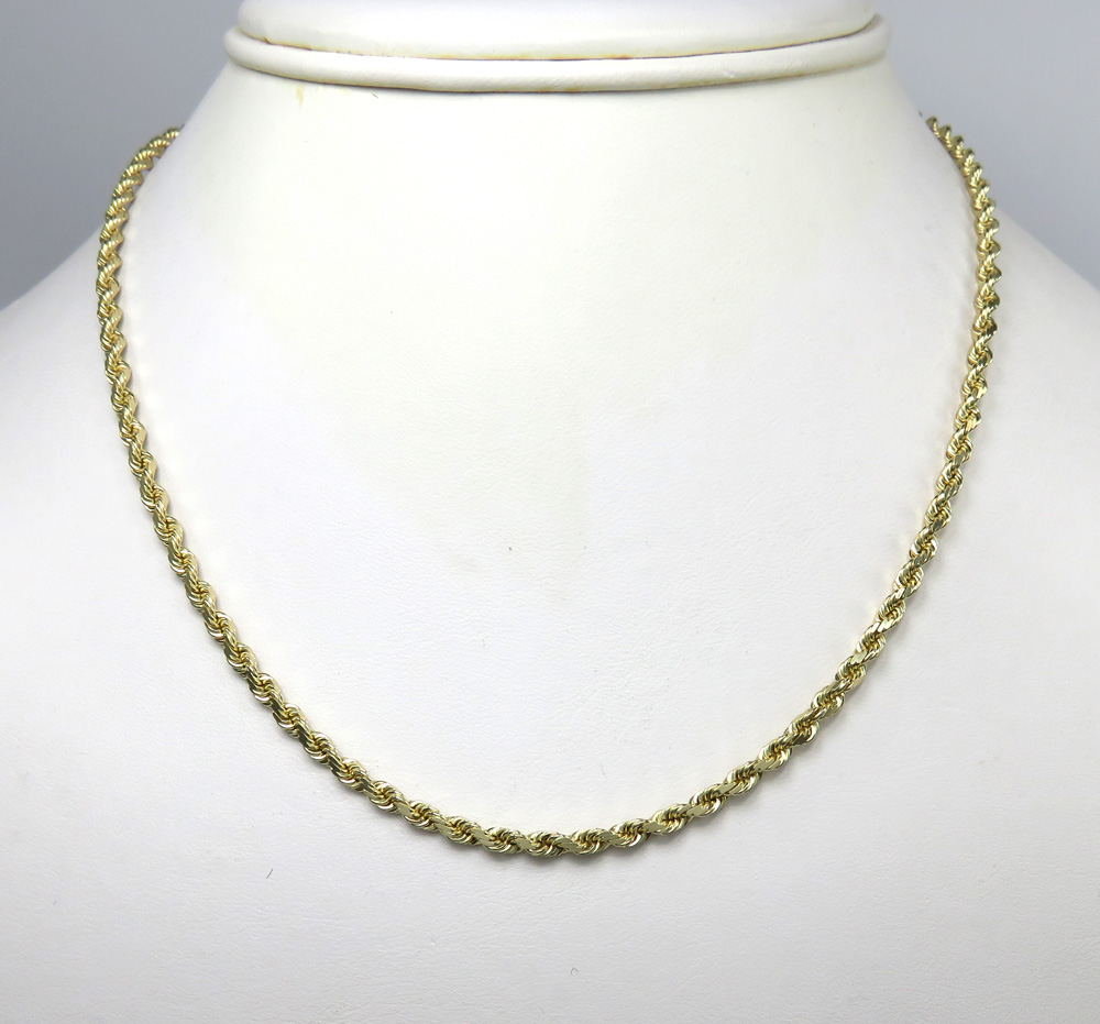 10k yellow gold solid diamond cut rope chain 18-26 inch 2.50mm