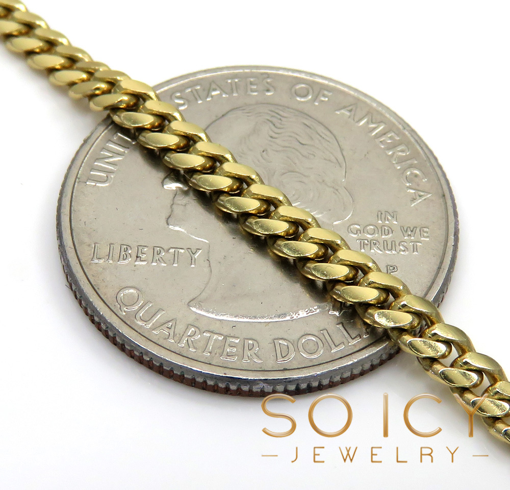 10k yellow gold  solid miami chain 16-26 inch 3.3mm