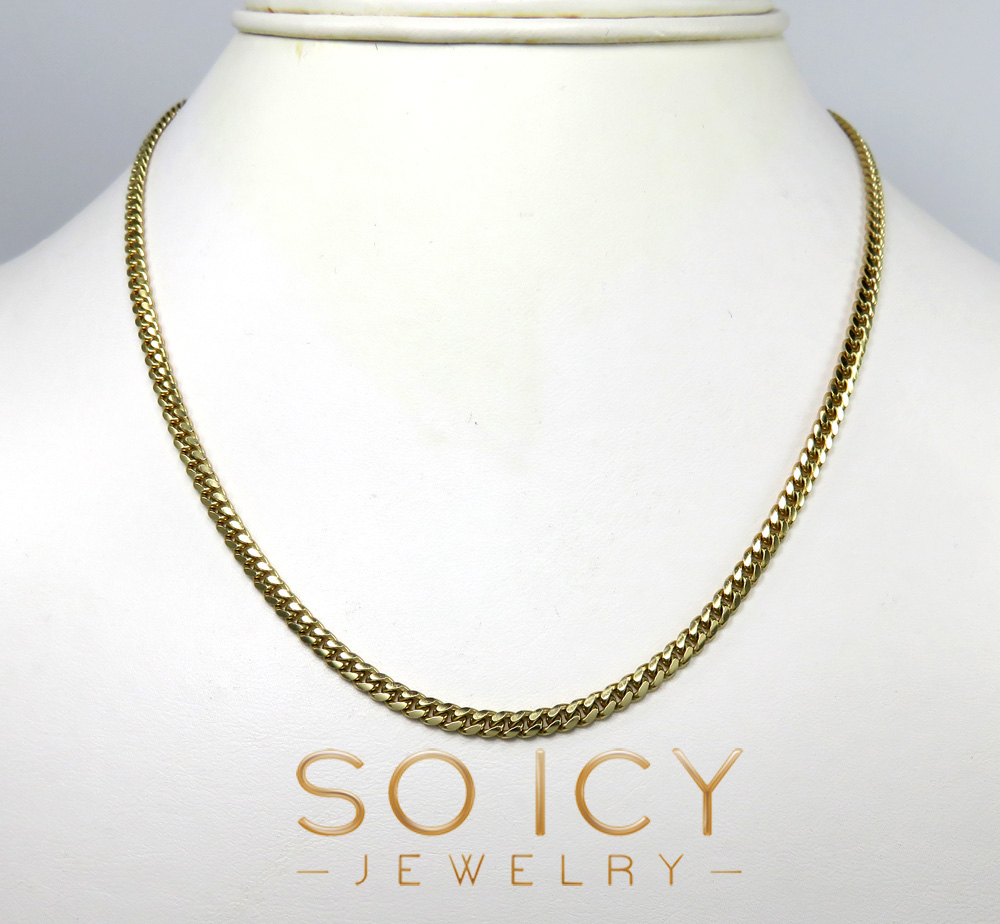 10k yellow gold solid miami chain 16-26 inch 3.3mm - Image 5