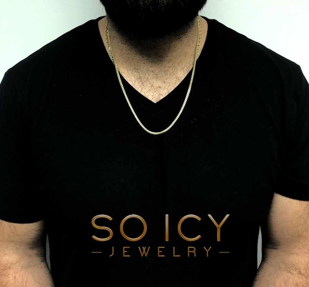10k yellow gold  solid miami chain 16-26 inch 3.3mm