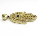 10k yellow gold blue cz star of david hamsa pendant 2.00ct